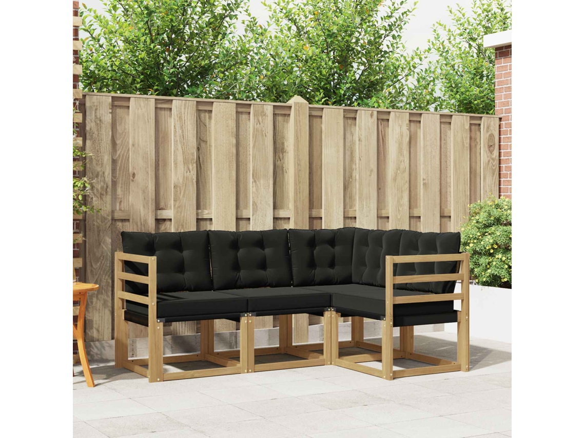 Vidaxl Conjunto De Sofás Para Exterior 4 Pcs Branco E Preto