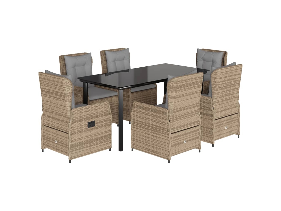 Garden Dining Set, Garden Dining Sets Vidaxl Bege Rattan / Vime (160 X 80 X 74 Cm)
