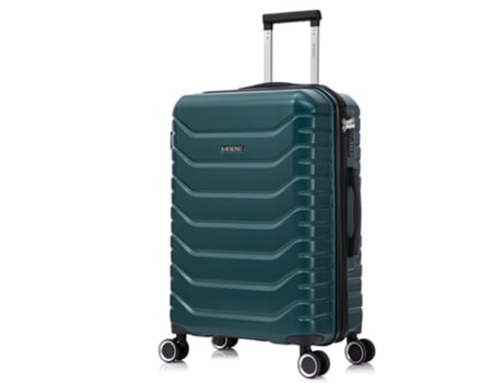 Mala Média Expansível Abspc 66x45x27,50 Cm 30 Cm Estendida | 82l 90l | 24 Polegadas | 23 Kg Com Fecho De Combinação Semi Rígido Verde Raykong
