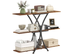 Mesa de Consola para Sofá,2 Prateleiras Abertas,estrutura Metálica em X,estilo Industrial,marrom Rústico BTFORUS