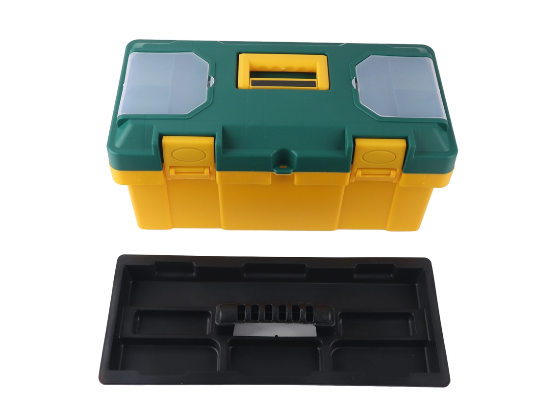 Caixa de Ferramentas Portátil para Carro com Prateleira Removível e Estojo para Pequenas Peças Amarelo Verde 19in(45x23x20cm)