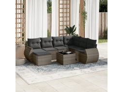 Vidaxl 8 Pcs Conjunto Sofás de Jardim C/ Almofadões Vime Pe Cinzento