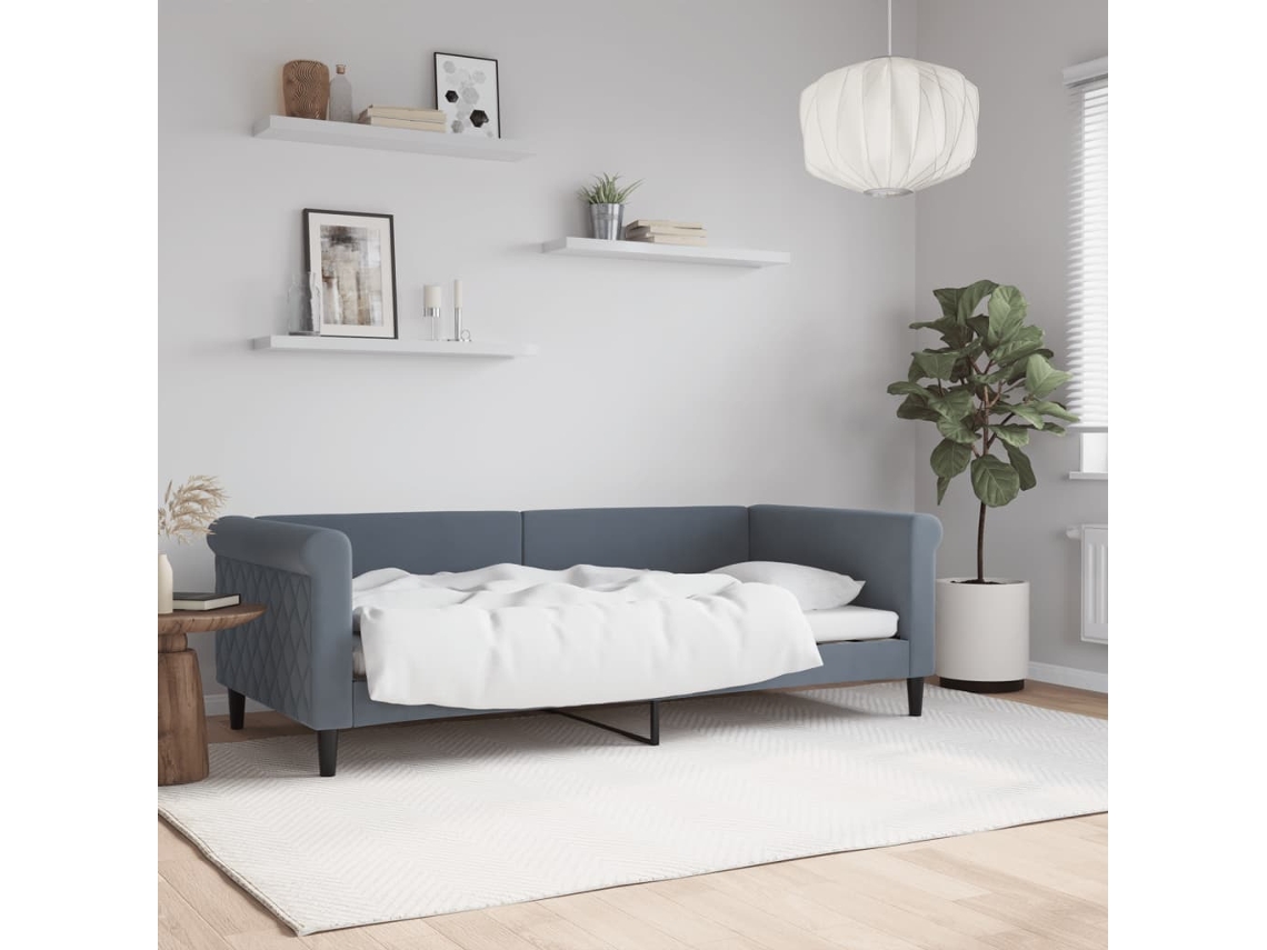 Sofá cama 90x190 cm Terciopelo Gris Oscuro