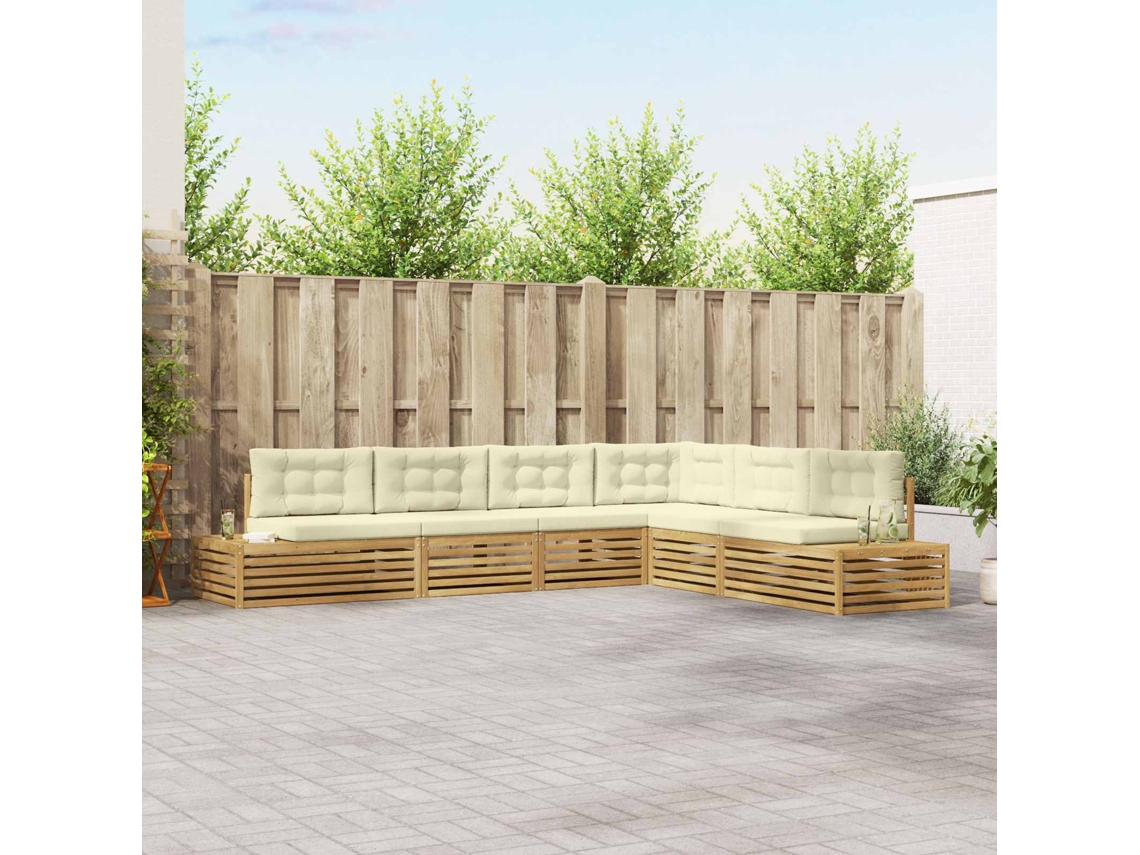 Vidaxl 7 Unid. Conjunto De Sofás Para Exterior Branco