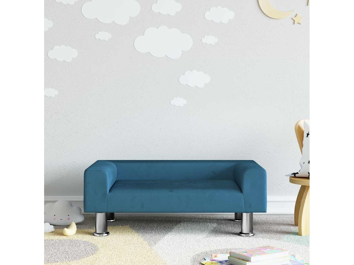 Vidaxl Sofá Infantil 70x45x26,5 Cm Veludo Azul