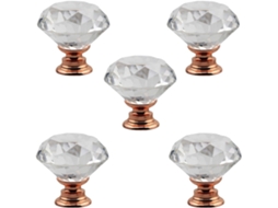 Conjunto De 20 Puxadores Cristal Em Formato Diamante Para Cômoda, 3cm 1, 2 Polegadas Ouro Rosa