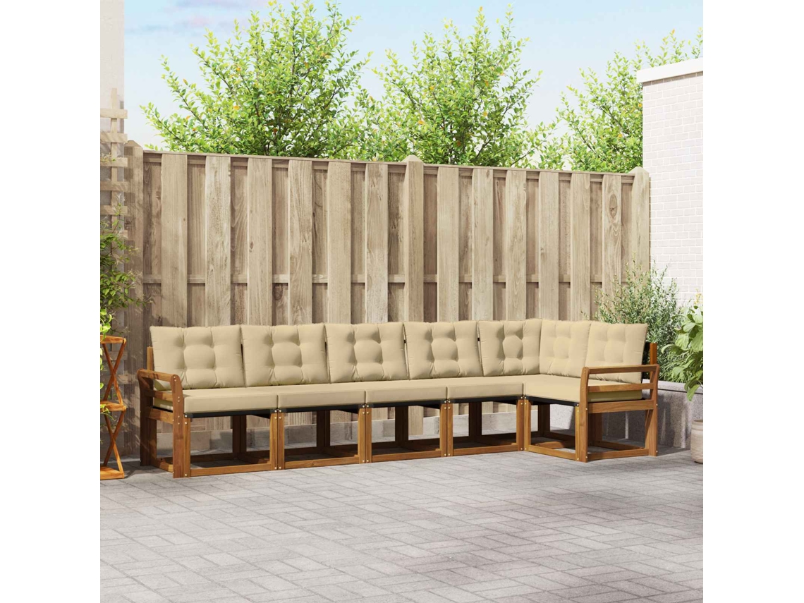 Vidaxl Conjunto De Sofás Para Exterior 6 Unid. Natural E Bege
