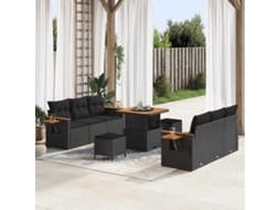 Vidaxl Conjunto De Sofá De Jardim 11 Unid. 8-número De Lugares Preto