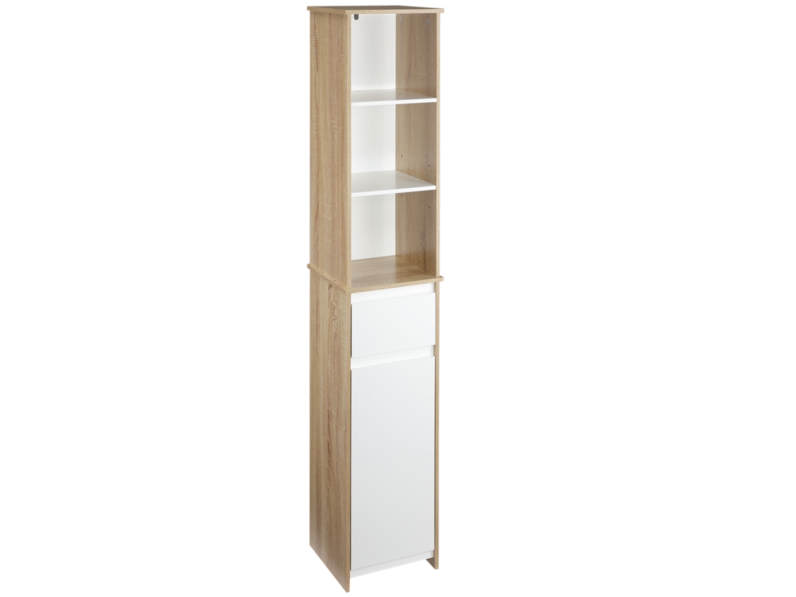 Armário de Banheiro com Cesto de Roupa e Gavetas ZACHARY (45x30x171 cm)