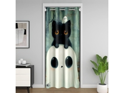 Cortina De Porta Jejeloiu Com Estampa Fantasma Para Privacidade, 107x 203cm, Para Crianças, Design Kawaii De Gato Preto