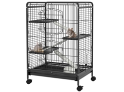 Gaiola Hamster 3 Andares E-TOWN, tubos, casinha, bebedouro, roda, 59x36x47cm