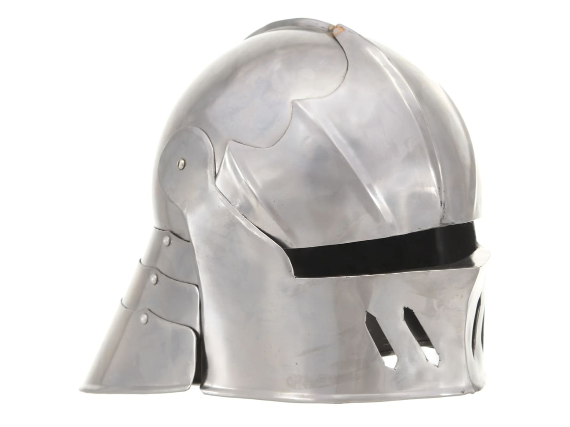 Vidaxl Capacete De Cavaleiro Medieval Réplica Larp Aço Prateado