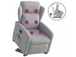 Vidaxl Poltrona Elevatória De Massagens Tecido Cinzento-nublado