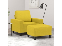 Vidaxl Poltrona Com Apoio De Pés 60 Cm Tecido Amarelo-claro