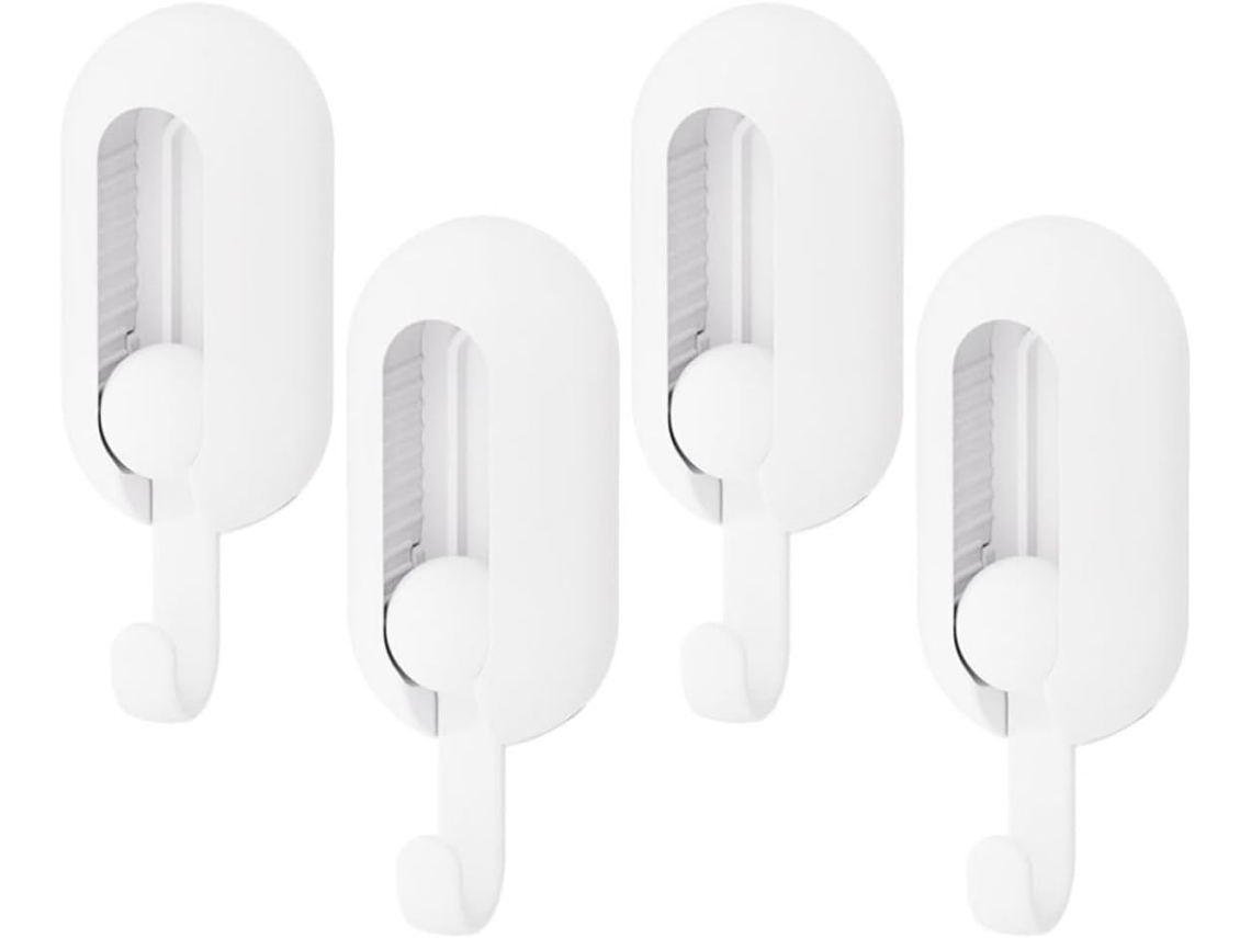 Conjunto De 4 Ganchos De Parede Para Objetos, Branco, Design Funcional