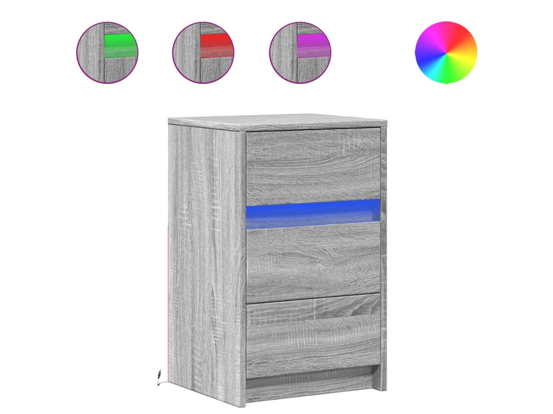 Bedside Cabinet, Bedside Cabinets Vidaxl Cinzeto Madeira Processada (n/a)
