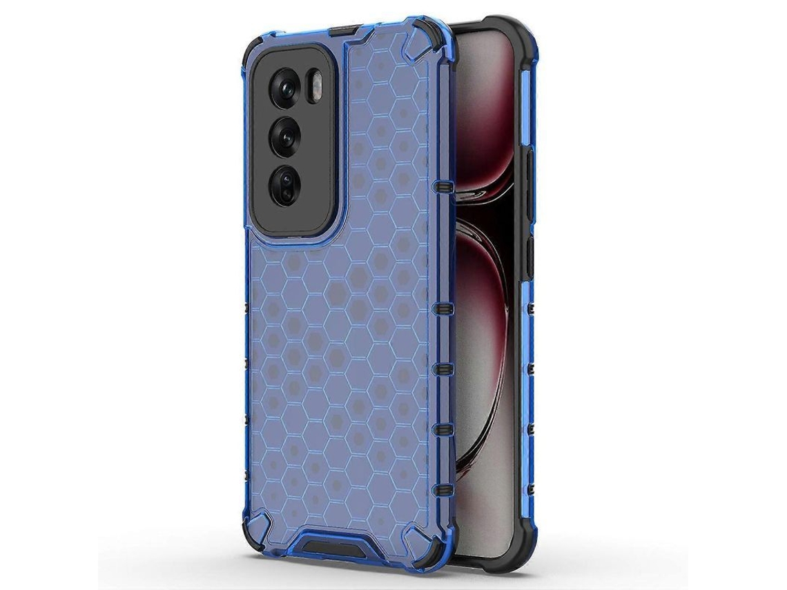 Capa para Oppo Reno12 5G YURU PC+TPU com design colmeia amortecedor anti choque azul