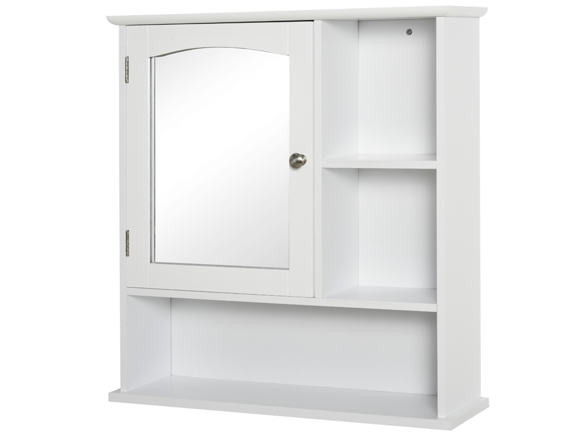 Armário Com Espelho Mdf Cor Branco 60x18x63 cm Kleankin