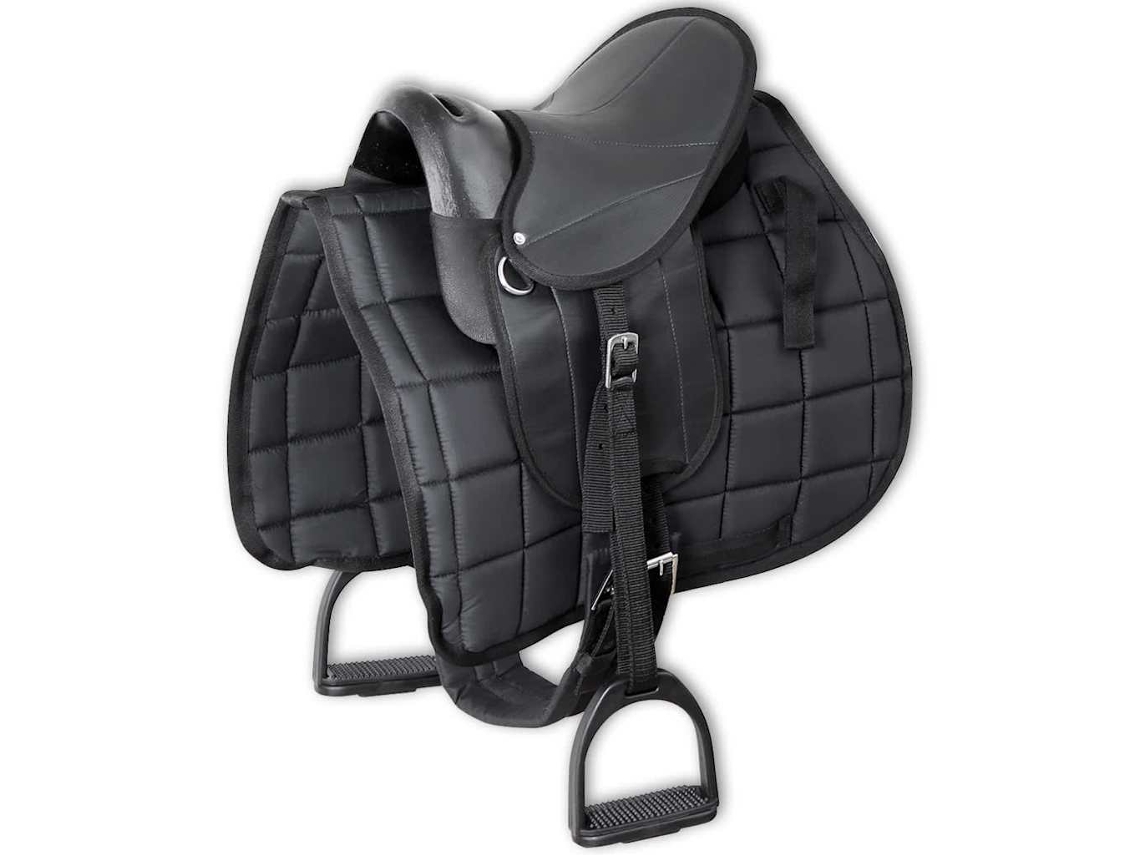 Vidaxl Conjunto Sela Para Póneis 10" Preto