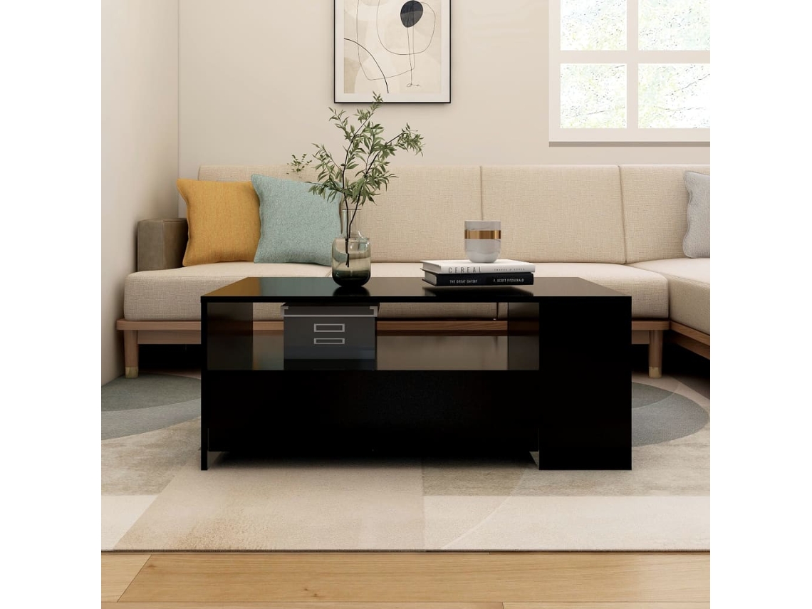 Vidaxl Mesa De Centro 102x55x42 Cm Derivados De Madeira Preto