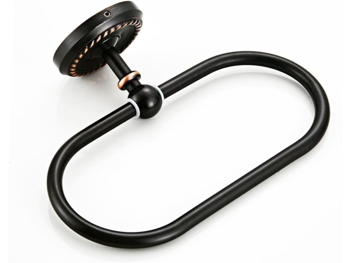 Suporte De Toalha Oval Preto Retrô Para Parede, Ideal Para Banheiros De Hotéis, Economizando Espaço