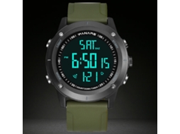 Relógio Digital Panars Multifuncional Luminoso Resistente À Água 50m com Pulseira de Pu (verde Militar)