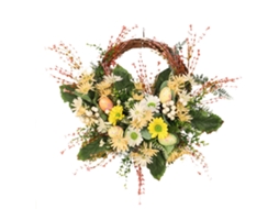 Guirlanda Artificial Meia de Margaridas Amarelas Decorativa de Páscoa para Porta da Frente