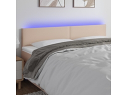 Vidaxl Cabeceira Cama C/ Led Couro Artificial 200x5x78/88cm Cappuccino