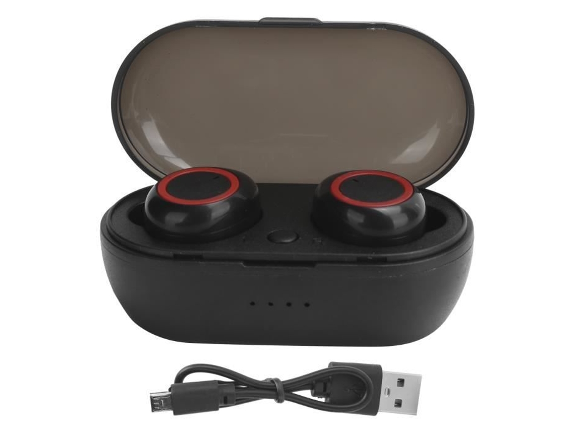 Lan Wireless Headphones Y50 Bluetooth Earbuds Stereo Headset Bluetooth 5.0 Headset Preto Vermelho FDIT