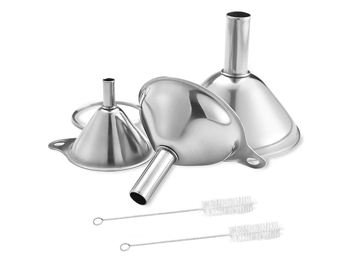 Funil De Cobre, Mini Funil De Alumínio, Conjunto De 3 Ferramentas Para Derramamento Óleo E Vinho, Coador De Cozinha C