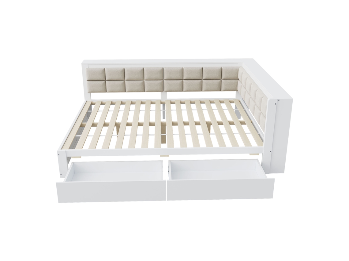 Sofá-cama Pinho 140x200 2 Gavetas Branco
