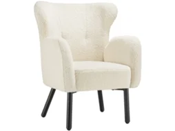 Tectake Cadeirão Vänersborg, Grosso Modo Acolchoado, Com Estofo De Bouclé, Creme