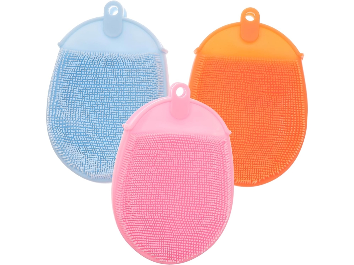 Conjunto De 3 Escovas Banho Multiuso Silicone Anneome Com Anel Para Pendurar, Ideal Para Limpeza Profunda Da Pele Seca E