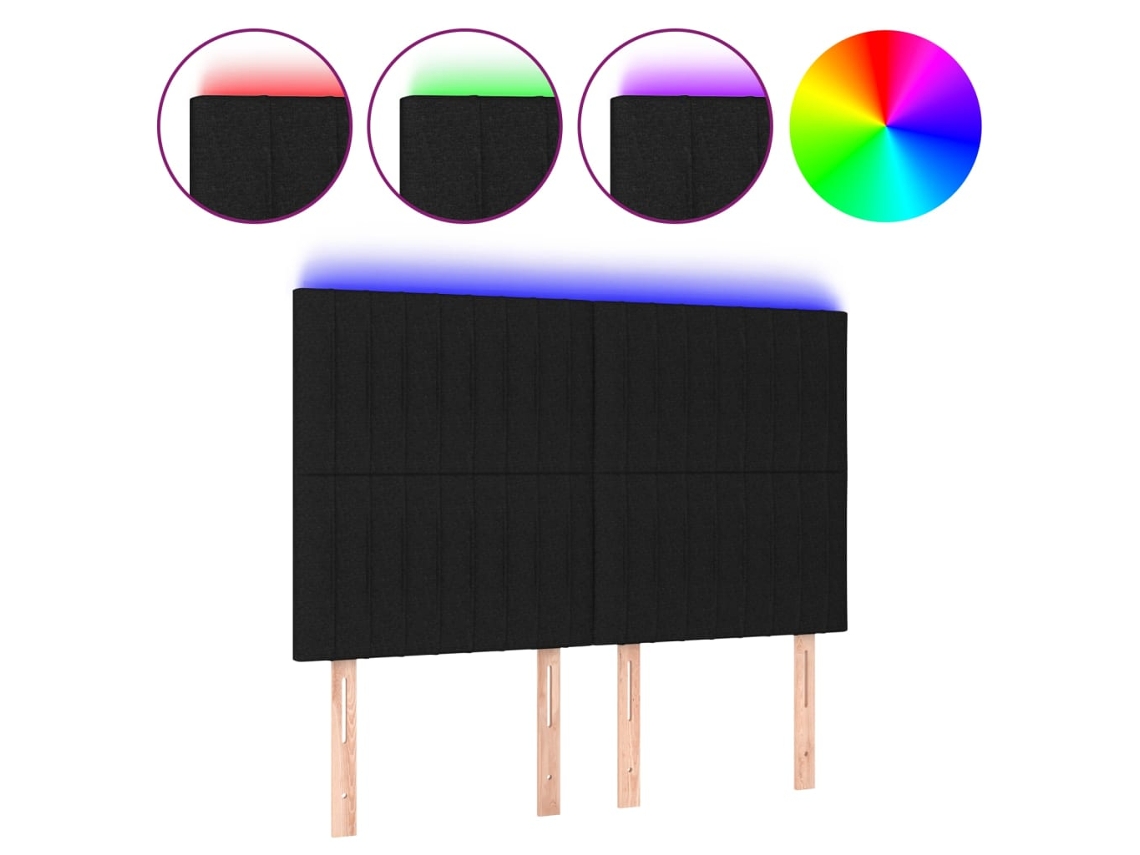 Cabeceira de cama com LED em tecido, 144x5x118/128 cm, vermelha, exclusiva da MAISON.