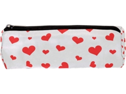 Porta-lápis com estampa de coração, organizador de mesa, item essencial para escola e escrivaninha.