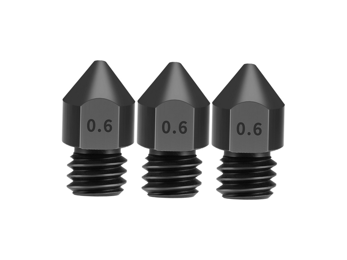 3 Bicos de Aço Endurecido 0.6mm para Filamento 1.75mm
