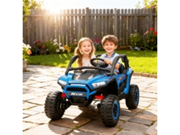 Veículo Elétrico Infantil Utv Azul, 2 Lugares, Velocidade De 5 A 7 Km/h, Controle Remoto, Luzes E Música, Autonomia De 1 Hora