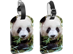 Conjunto De 2 Etiquetas Bagagem Em Imitação Couro Com Estampa Panda