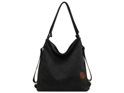Bolsa de Lona AQUAFORGE Feminina Estilo Vintage, Alça Superior, Tote Casual, Escolar, Preta