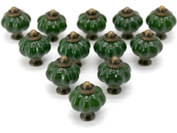 Conjunto de 12 Puxadores Gaveta em Cerâmica, Verde Escuro , para Cômoda BRILVIBERA (35 Mm)