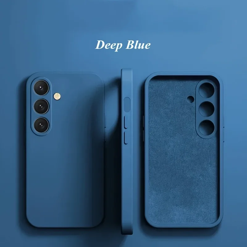 Capa De Silicone Líquido Para Celular Samsung (galaxy S25 Azul), Capa Protetora À Prova De Choque.