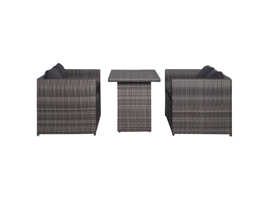 Conjunto de Sofás para Jardim 11 Pcs Vime Pe Cinzento MAISON EXCLUSIVE