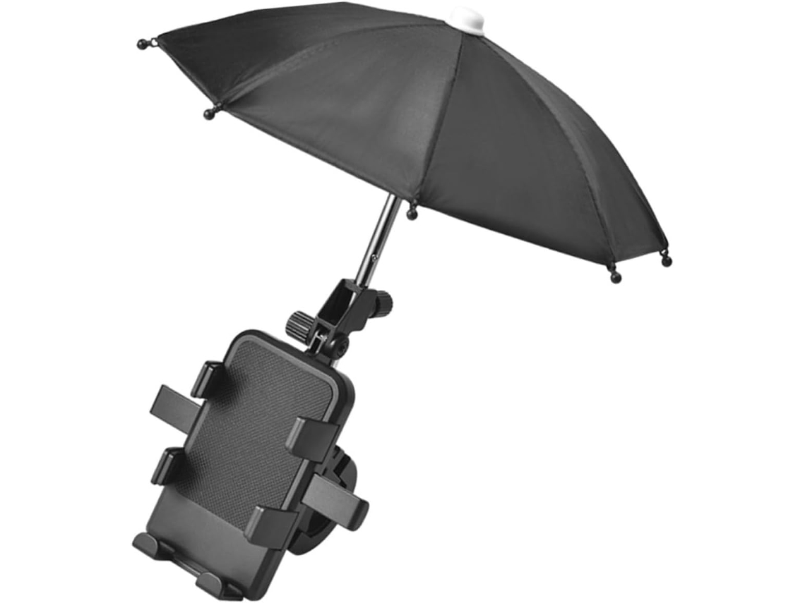 Suporte Para Celular Com Guarda-chuva, Em Abs E Silicone Preto, Para Bicicletas Elétricas.