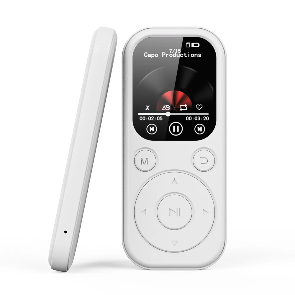(branco) Leitor De Mp3 Ultrafino De 1,8 Polegadas, Bluetooth 5.4, Gravador Portátil, Compatível Com Rádio Fm
