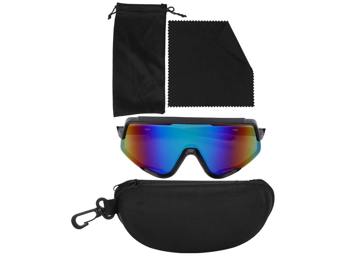 Óculos de Desporto para exterior windproof para ciclismo, óculos de sol para mulheres e homens com armação vermelha preta, lente verde | S/MARCA