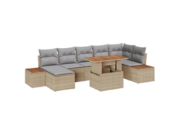Conjunto 8 De Sofás De Jardim Com Almofadas Vidaxl Bege Polirattan