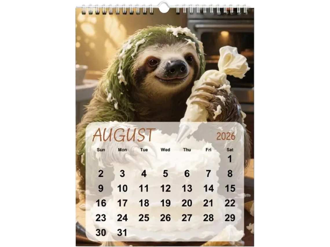 Calendário de Animais 2026, 12 Calendários Parede para Dormitório, Apartamento, Decoração, X 28 Cm CHABERLU