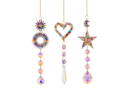 Conjunto de 3 Luzes Decorativas de Diamante, Coração, Estrela, Sol para Jardim e Decoração de Interiores LAXISCREED