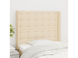Vidaxl Cabeceira De Cama C/ Abas Tecido 83x16x118/128 Cm Creme