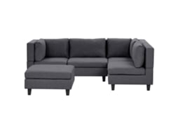 Sofá Esquinero Con Otomana Beliani Unstad De Tela Gris 228x152x72